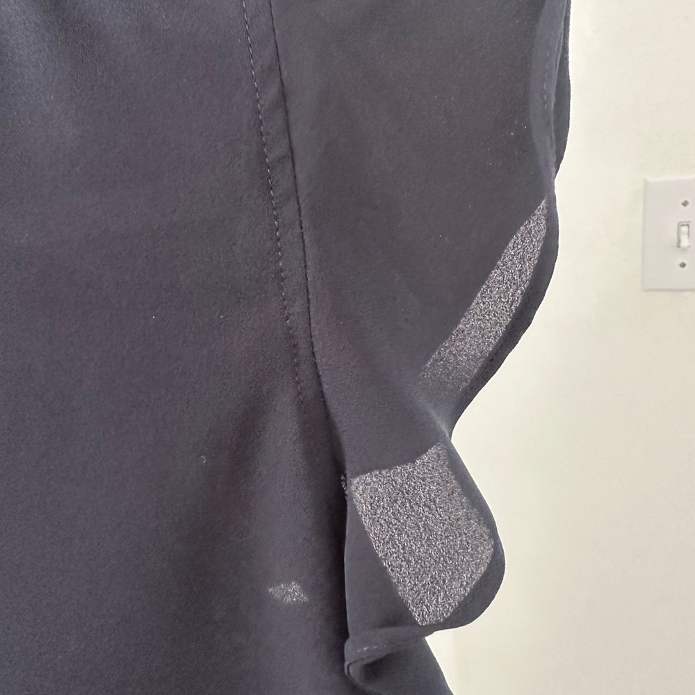 Calvin Klein Navy Sheer Blouse | V-Neck Flutter Sleeve Top | Size S - Picture 4 of 6